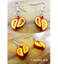 Heart Paper Earrings with Red Border